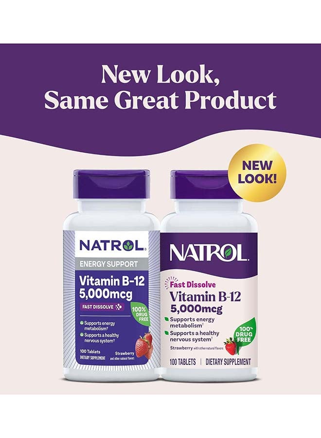 Natrol Vitamin B12 Fast Dissolve, 5000mcg 100 Tablets Packaging May Vary - Image 3